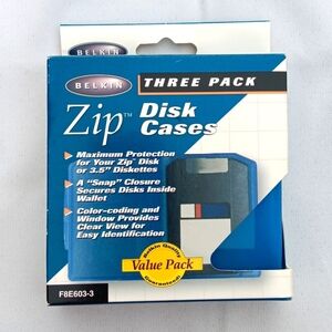 Lot of 3 Zip Disk Cases Plastic Hard Disk 3.5 inch Blue Green Purple Belkin 1998